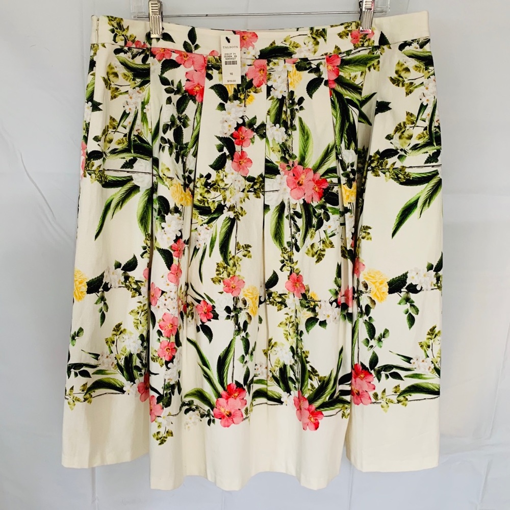 NEW! TALBOTS White Tropical Floral Skirt